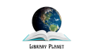 planet Earth and a book with the words library planet